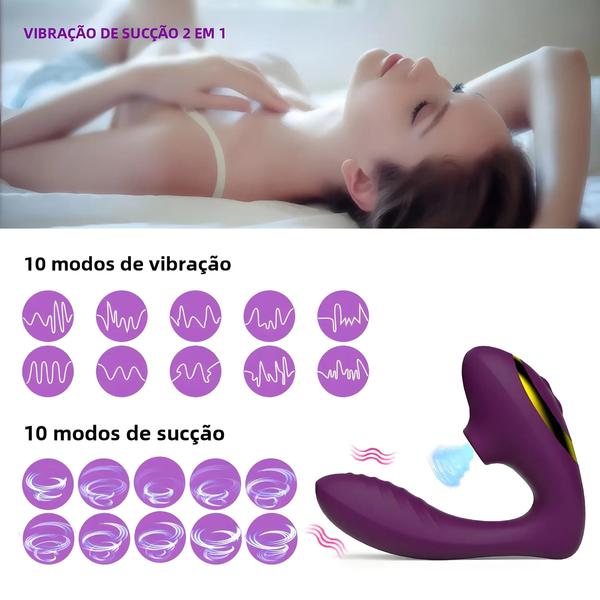 Imagem de Vibrador Vaginal com Sucção - 10 Velocidades e Estimulador de Clítoris