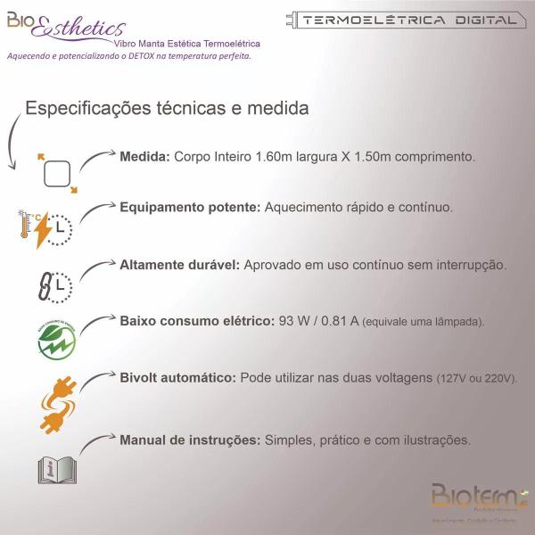 Imagem de Vibro Manta Térmica Estética Digital Bivolt Massageadora CORPO INTEIRO Bioterm - Certificação Inmetro e Iso9001 