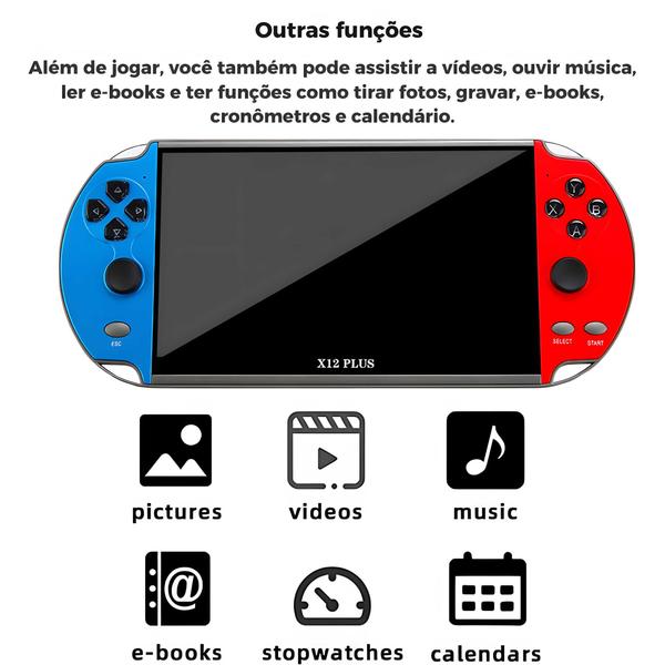 Imagem de Vídeo Game console Portátil K5 X12 Tela grande 7,5 polegadas Diversão Clássica em Suas Mãos Jogos Clássicos