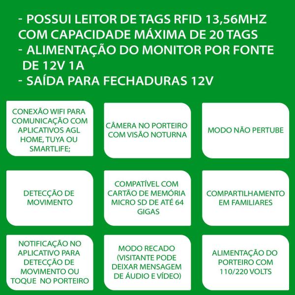 Imagem de Video porteiro agl wifi vp7 card com app