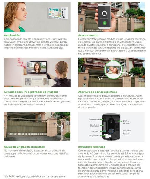 Imagem de Vídeo Porteiro Campainha Interfone com Video Intelbras Colorido Iv 7010 Lcd Com 2 Modulos Externos