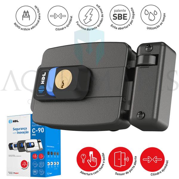 Vídeo Porteiro Com Wifi HDL Connect e Fechadura C90 PRO Ajustável Botão Imagem de Vídeo Porteiro Com Wifi HDL Connect e Fechadura C90 PRO Ajustável Botão
