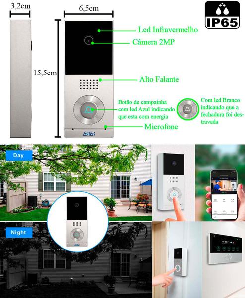 Imagem de Vídeo Porteiro Eletronico Câmera Visão Noturna Eletrônico Interfone Campainha Sem fio Wifi App Celular