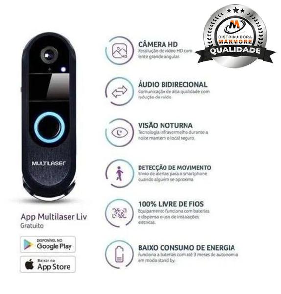 Video Porteiro Inteligente Hd Wi-fi Liv Se220 Multilaser Imagem de Video Porteiro Inteligente Hd Wi-fi Liv Se220 Multilaser