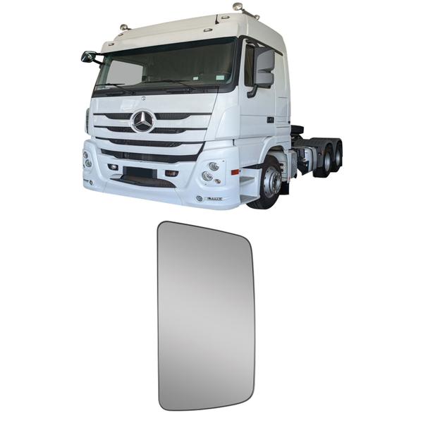 Imagem de Vidro espelho retrovisor principal c/ base convexo c/ desembaçador caminhão mb actros l/d