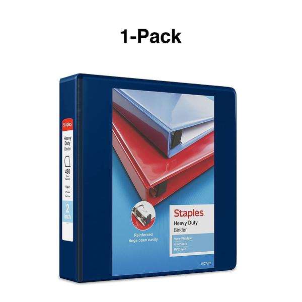 Imagem de View Binder Staples 82673 Heavy Duty de 2 polegadas e 3 anéis azul