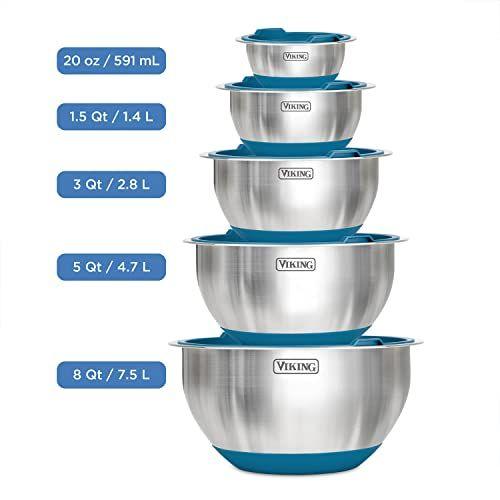 Imagem de Viking Culinary 10-Piece Inoxidável Conjunto de tigela de aço, teal (40015-9990TPLT1)