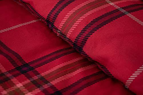 Imagem de Vilano Plaid Collection - Qualidade Premium, Suave, Brilhante, Desbotado e Resistente a Manchas, Fácil Cuidado, Conjunto de Capa de Edredão Oversized, Completo / Queen, Vermelho,