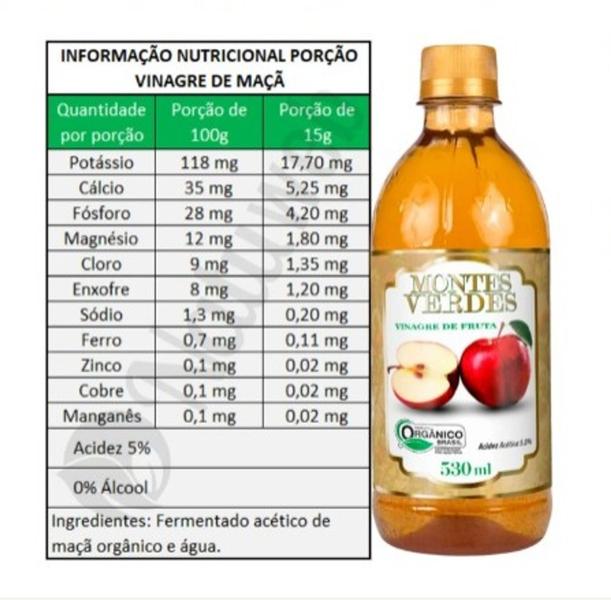 Imagem de Vinagre De Fruta Maçã Orgânico 5% Acidez - 530ml - Montes Verdes