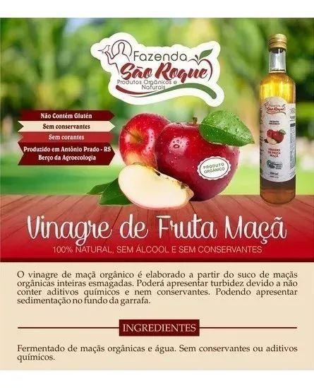 Vinagre De Maçã Orgânico Kit 12 Unid. 500ml Acidez 4,2% - São Roque Imagem de Vinagre De Maçã Orgânico Kit 12 Unid. 500ml Acidez 4,2%