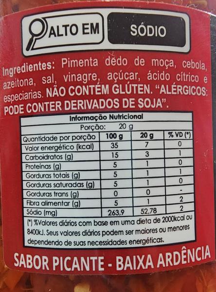Vinagrete de Pimenta Dedo de Moça 560g - VALE BEIJA FLOR Imagem de Vinagrete de Pimenta Dedo de Moça 560g