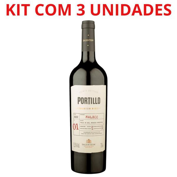 Imagem de Vinho argentino portillo v. de uco malbec 750ml tto kit c/3