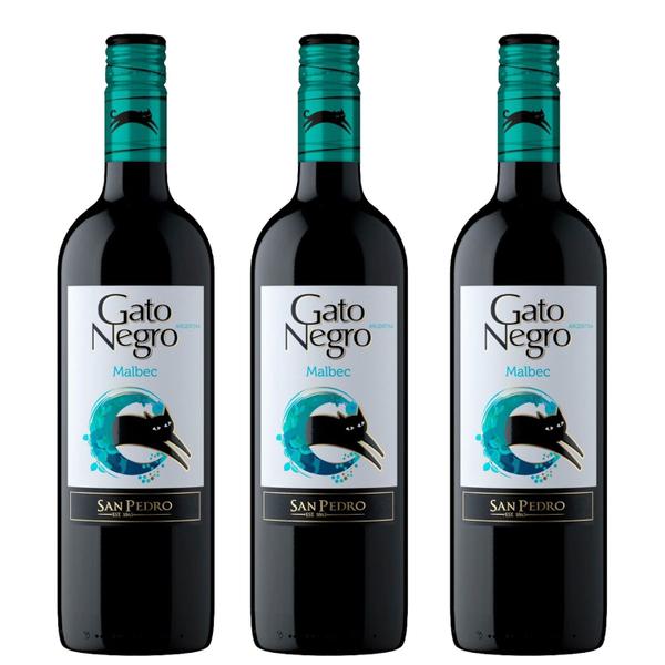 Imagem de Vinho Argentino Tinto GATO NEGRO Malbec 750ml (3 garrafas)