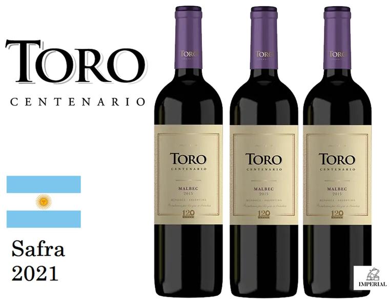 Vinho Argentino Tinto Toro Centenário Malbec 750ml 03 unds. Imagem de Vinho Argentino Tinto Toro Centenário Malbec 750ml 03 unds.