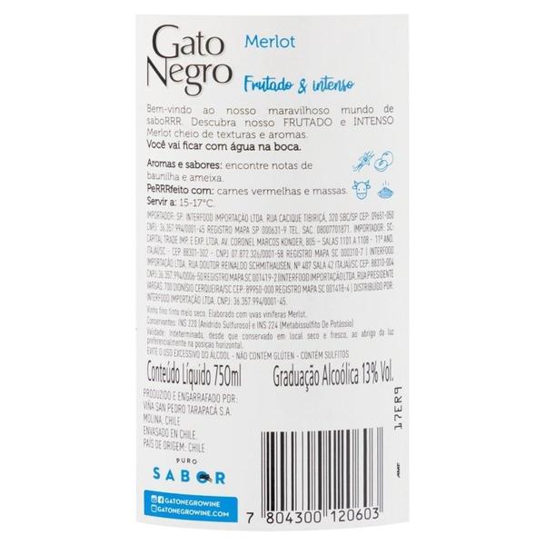 Imagem de Vinho Chileno Gato Negro Merlot Tinto 750ml