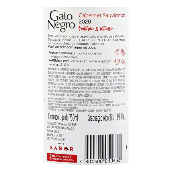 Vinho gato negro cabernet sauvignon tinto 750ml - SAN PEDRO Imagem de Vinho gato negro cabernet sauvignon tinto 750ml