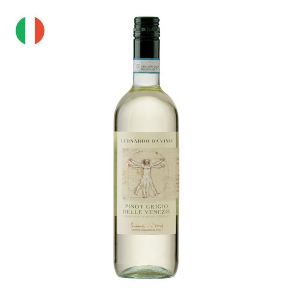 Vinho Leonardo Da Vinci Pinot Grigio Branco Itália 750ml - Cantine Leonardo Da Vinci Imagem de Vinho Leonardo Da Vinci Pinot Grigio Branco Itália 750ml