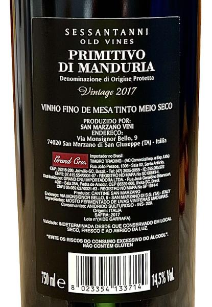 Imagem de Vinho San Marzano Sessantanni Primitivo De Manduria 750ml