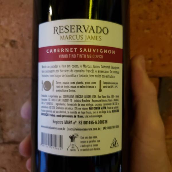 Imagem de Vinho Tinto Cabernet Sauvignon Marcus James Reservado 750 ml