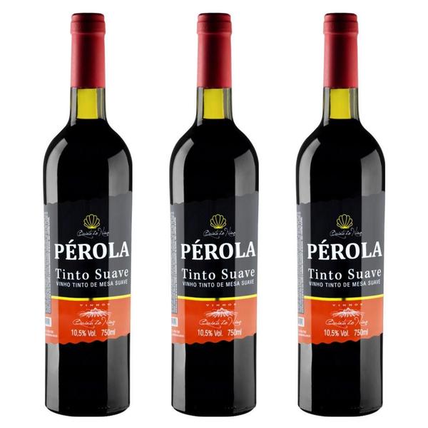 Imagem de Vinho Tinto de Mesa Suave Pérola 750ml - 3 Unidades