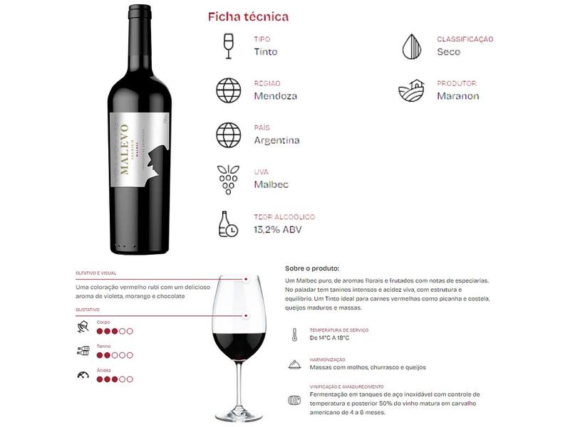 Imagem de Vinho Tinto Seco Malevo Premium Argentina 750ml