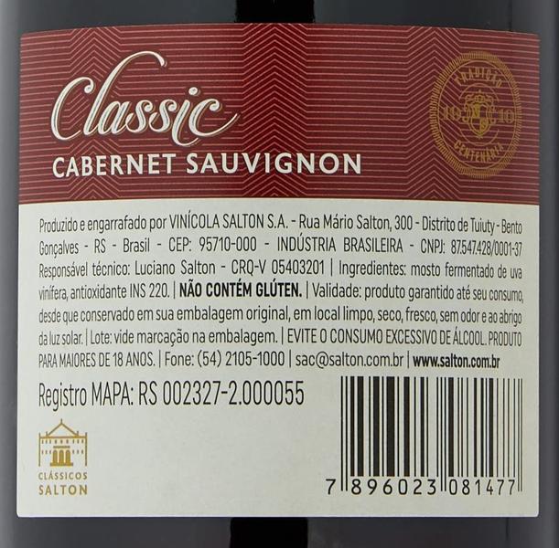 Imagem de Vinho tinto seco Salton Classic Cabernet Sauvignon 750ml