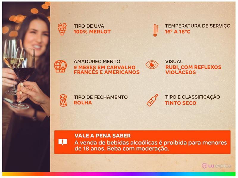 Vinho Tinto Seco Santa Carolina Reserva Merlot Chile 750ml Imagem de Vinho Tinto Seco Santa Carolina Reserva Merlot Chile 750ml