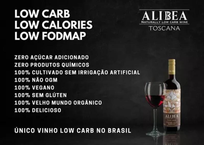 Imagem de Vinho Tinto Vegano Toscana Low Carb Sem Açúcar Sem Glúten 750ml Alibea