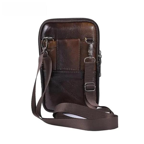 Imagem de Vintage Masculino Couro Crossbody Bolsa De Ombro Cintura Fanny Pacote Casual Viagem Mensageiro Bolsa