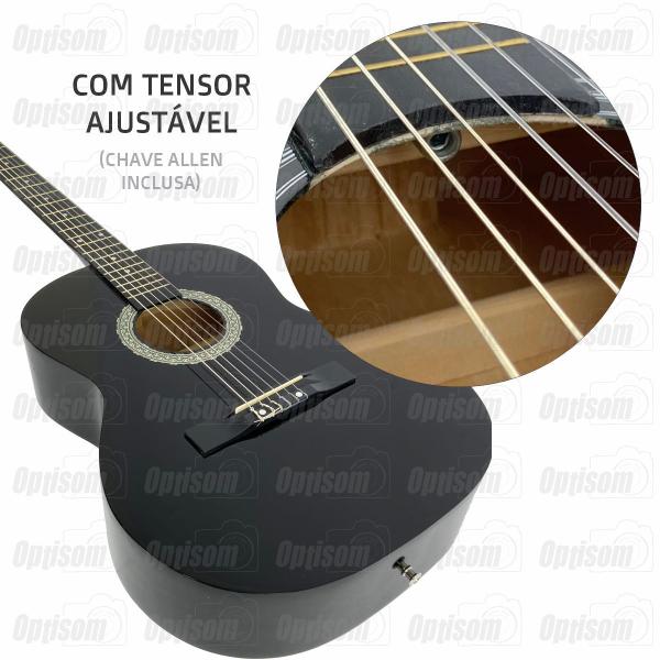 Imagem de Violão Acústico Preto Brilhante Corda de Nylon Mxt 39 Polegadas Com Tensor