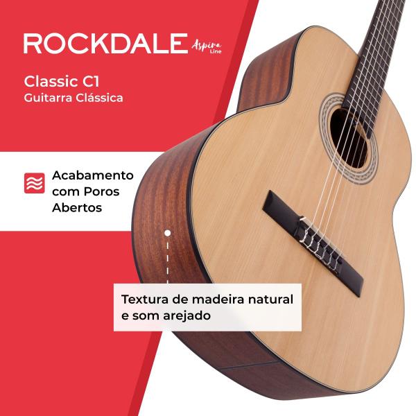 Imagem de Violão Clássico Rockdale C1 Natural Destro Metal E Nylon - Natural