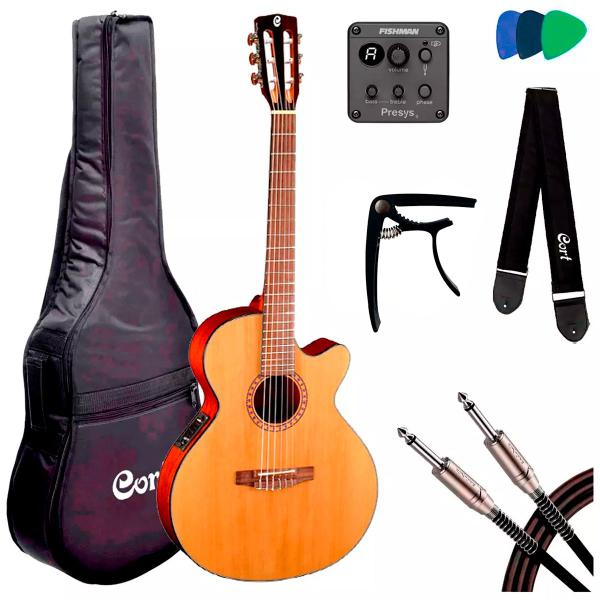 Imagem de Violão Elétrico 6 Cordas Cort CEC-5 Fishman + Kit Acessórios