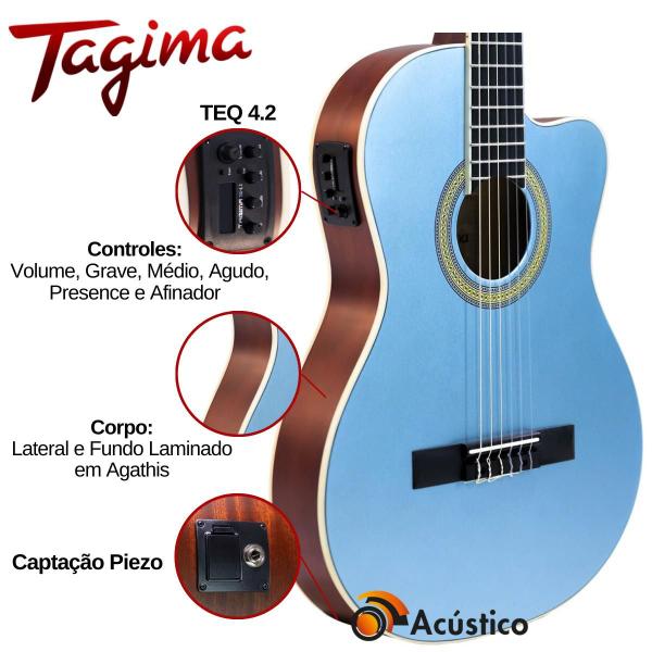 Imagem de Violão Elétrico Nylon Tagima Latin America Cartagena Blue