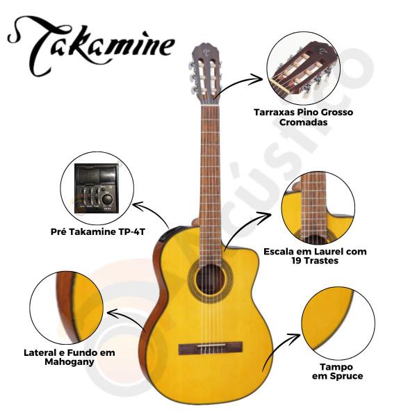 Imagem de Violão Elétrico Takamine Clássico Nylon Natural GC1CE