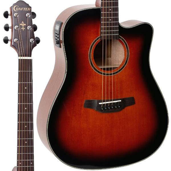 Imagem de Violão Eletroacústico Crafter HD-250 Aço Brown Burst Brilante Cutaway + Capa Correia