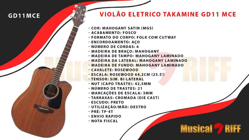 Imagem de Violao eletroacustico takamine gd11mce ns fosco mogno tp4t