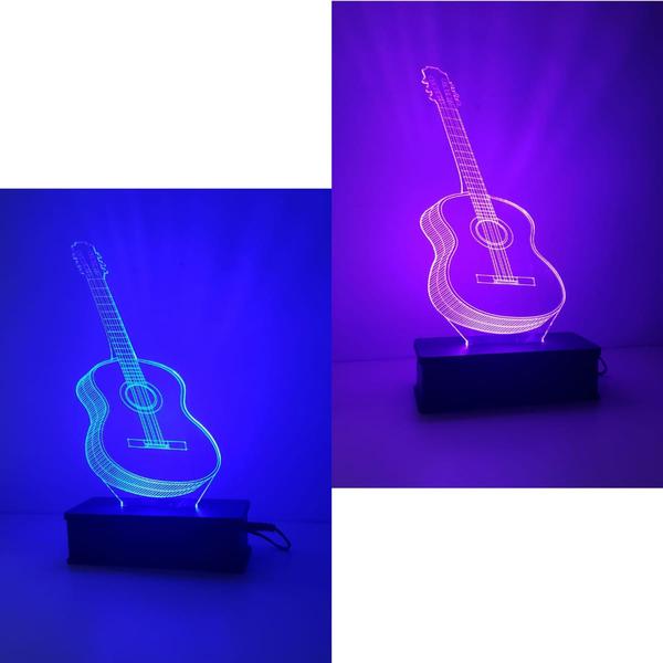 Imagem de Violão, Luminaria Led 3d, Musica, Decoração, 16 Cores controle remoto