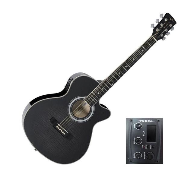 Imagem de Violão Vogga Nylon Preto Flamed Elétrico Venetian VCE340 BMF