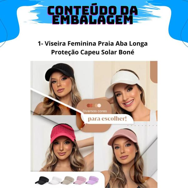 Imagem de Viseira Aba Longa Boné Moda Blogueira Respirável