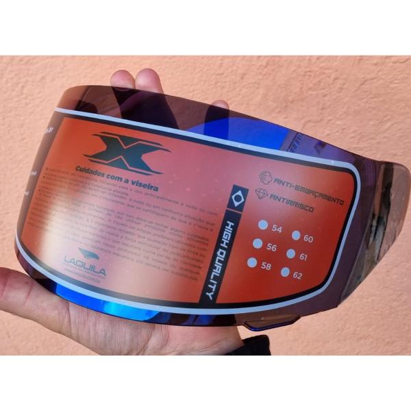 Imagem de Viseira Azul Capacete Texx Moto Fechado Modelo Wing Original