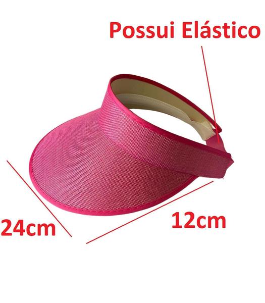 Imagem de Viseira Tiara Arco Rosa Aba 12cm com Elástico - 2 Unidades