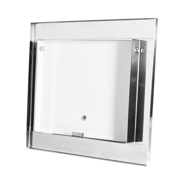 Visor de água branco com moldura em inox polida brilhante espelhada - Techinox Imagem de Visor de água branco com moldura em inox polida brilhante espelhada