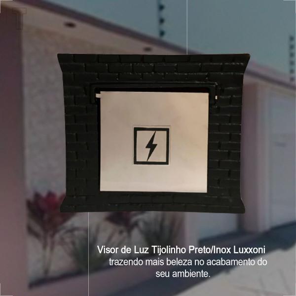 Visor de luz inox luxxoni tijolinho preto com inox - LUXXONE Imagem de Visor de luz inox luxxoni tijolinho preto com inox