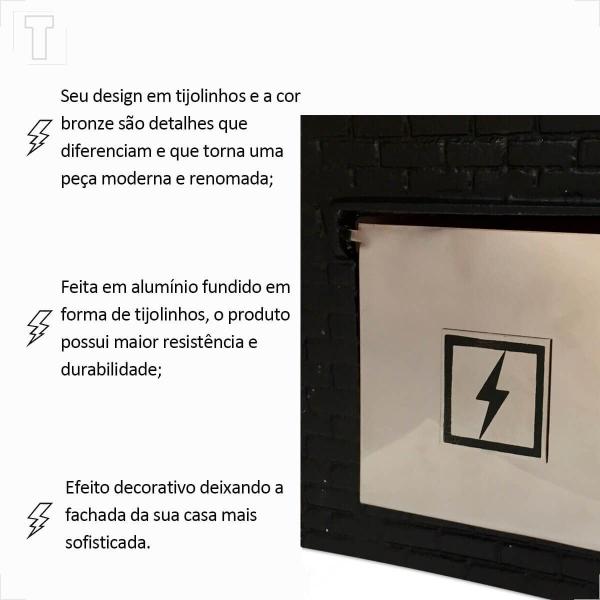 Visor de luz inox luxxoni tijolinho preto com inox - LUXXONE Imagem de Visor de luz inox luxxoni tijolinho preto com inox