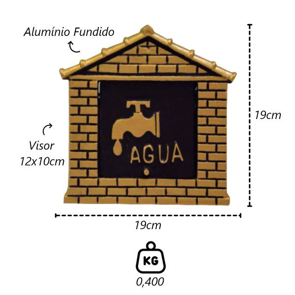 Visor Leitura Agua Colonial Ouro Alumínio Fundido 19x19cm - Metal Mig Imagem de Visor Leitura Agua Colonial Ouro Alumínio Fundido 19x19cm