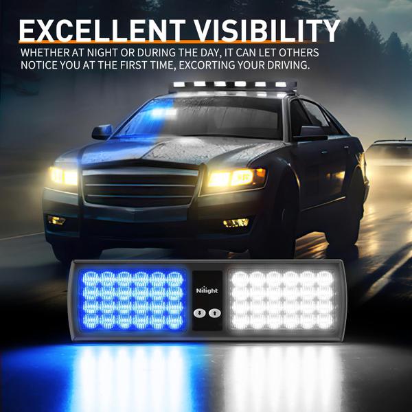 Imagem de Visor Strobe Lights Nilight Blue White 48LED para veículo