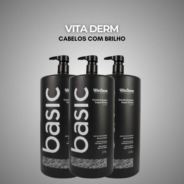 Imagem de Vita Derm Basic Super Brilho Kit 3 Condicionador 2,5L