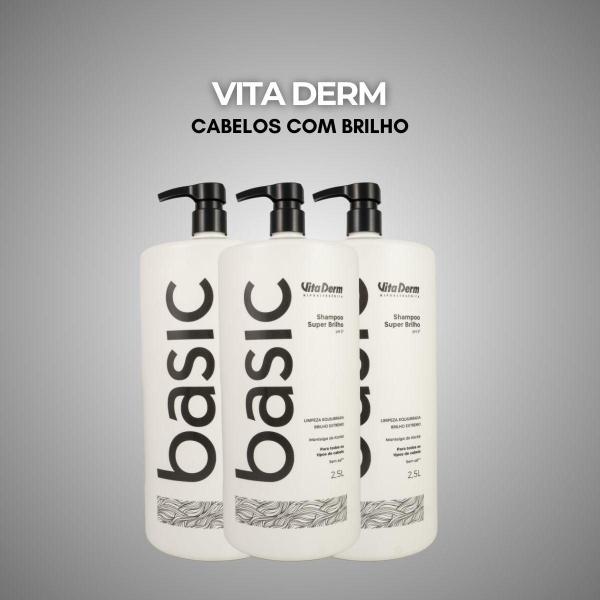 Imagem de Vita Derm Basic Super Brilho Kit 3 Shampoo 2,5L