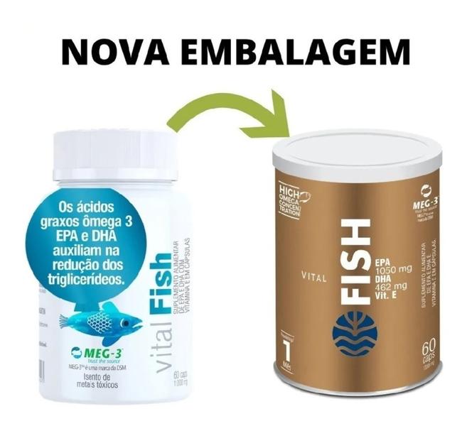 Imagem de Vital Fish Omega 3 (EPA 1.189mg e DHA 412mg) com 120 cápsulas de 1.000mg-Vital Atman