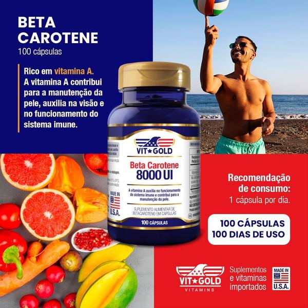 Imagem de Vitamina A Beta Caroteno 8000 UI Vitgold Kit 2x 100 capsulas